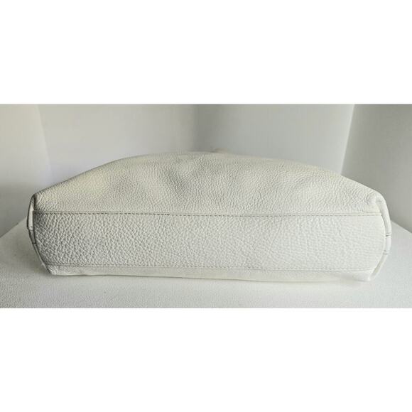 Maurizio Taiuti Large White/Orange Leather Satchel Tote Expandable Handbag Italy - Picture 10 of 14